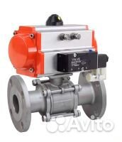 Кран шаровой DN.ru кшфпт 304.180 Ду15 Ру40, трехсоставной полнопроходной фланцевый, нержавеющая стал