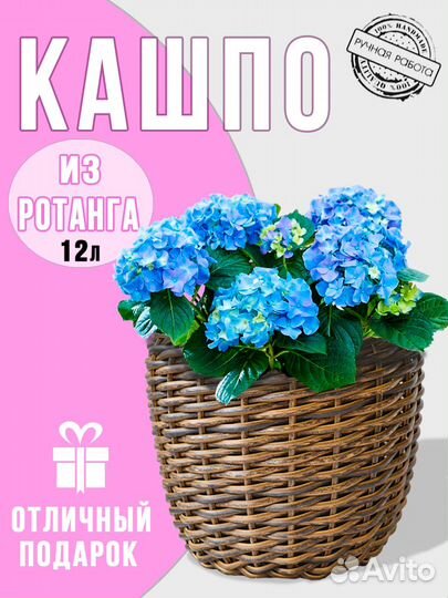 Кашпо (горшок) для цветов/ мини пруд из ротанга