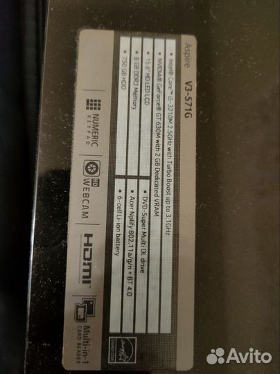 Acer acpire v3-571G ноутбук на запчасти