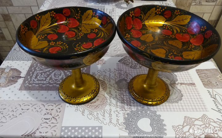 Ваза хохлома,б\у ссср,ложка новая,туесок береста