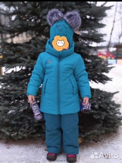Зимний комплект для девочки 110-116. Цвет бирюза