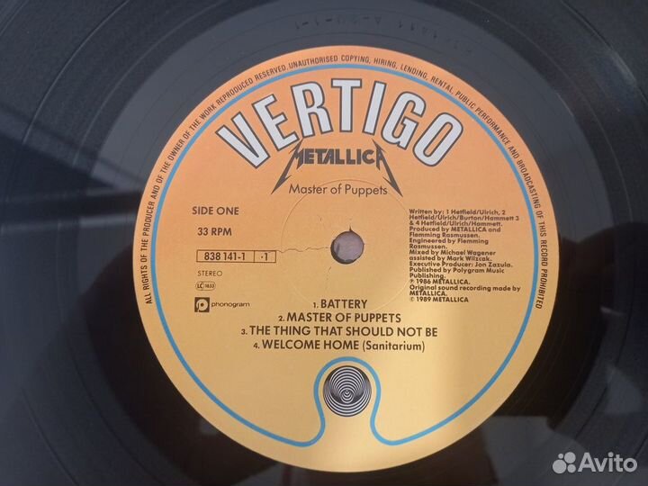 Metallica – Master Of Puppets UK VG+/VG+