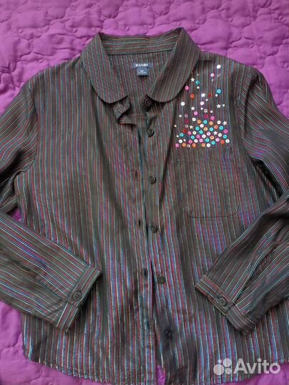 Блузка, рубашка школа синяя, белая, чёрная 120-128