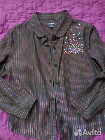 Блузка, рубашка школа синяя, белая, чёрная 120-128