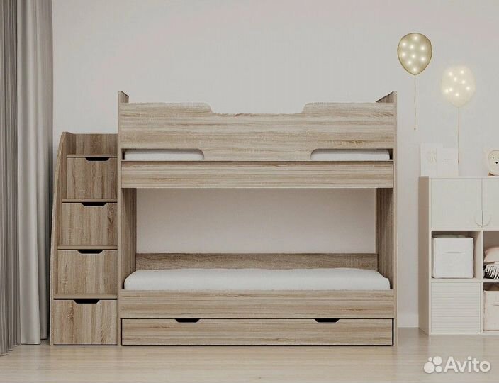 Кровать Двухъярусная с лестницей-комодом, цвет на