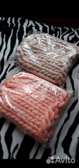 Шапка хельсинки зефирка крупной вязки