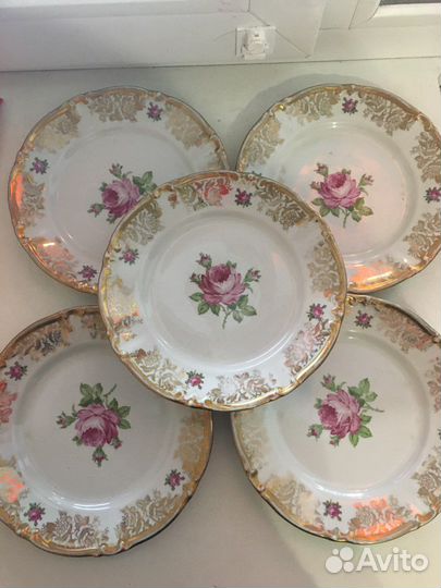 Тарелка гдр роза 5 штук