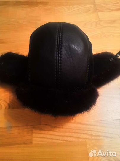 Шапка ушанка мужская натуральный мех и кожа