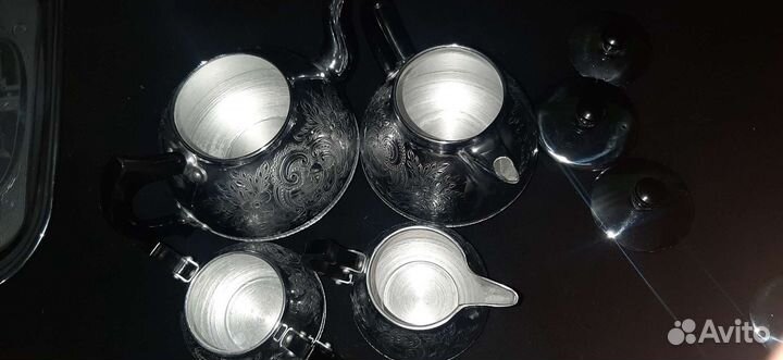 Чайно-кофейный сервиз, хромированный, СССР