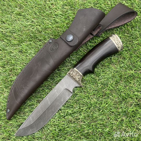 Нож Лорд Дамасская сталь,граб мельхиор