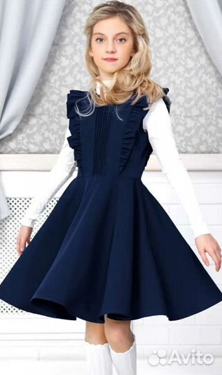 Сарафан школьный для девочки синий