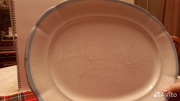 Блюдо овальное большое антикварное