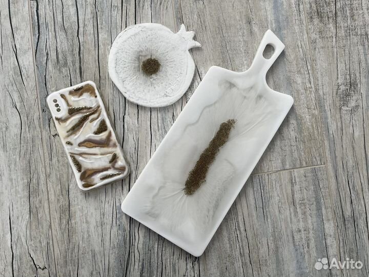 Блюдо подставка из эпоксидной смолы сырная тарелка