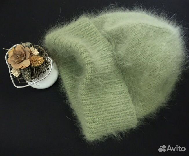 Шапка женская вязаная пух норки