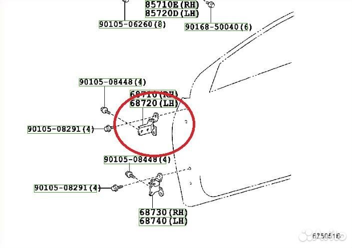 Петля верхняя передней правой двери Toyota Corolla