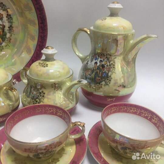 Чайный сервиз фарфор ГДР Мадонна Гейши перламутр