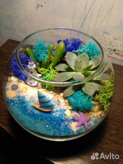 Флорариум, подарок, цветочная композиция