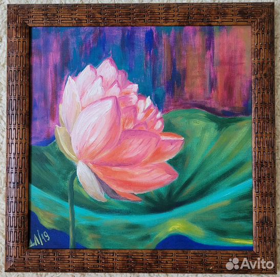 Картина маслом на холсте Лотос