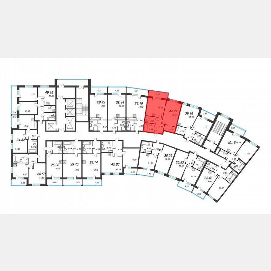 1-к. квартира, 48,4 м², 10/22 эт.