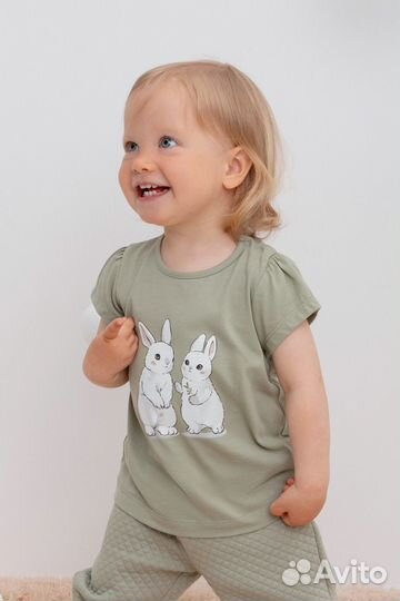 Футболка для девочки Crockid кр 302260 оливк (68)