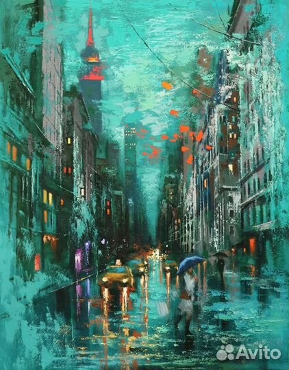 Интерьерная картина городской пейзаж премиум холст