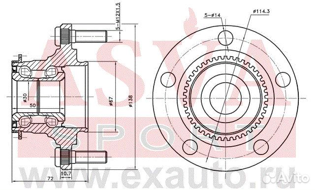 Ступица задняя 2wd с кольцом абс mtwhcua43R