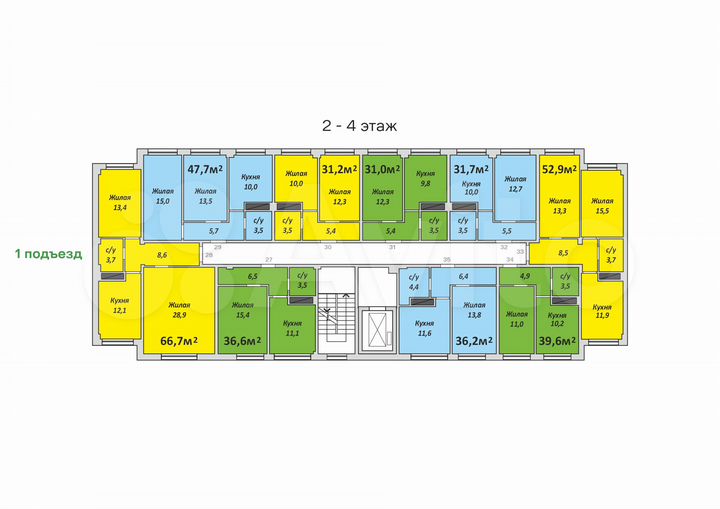 1-к. квартира, 36,6 м², 4/9 эт.