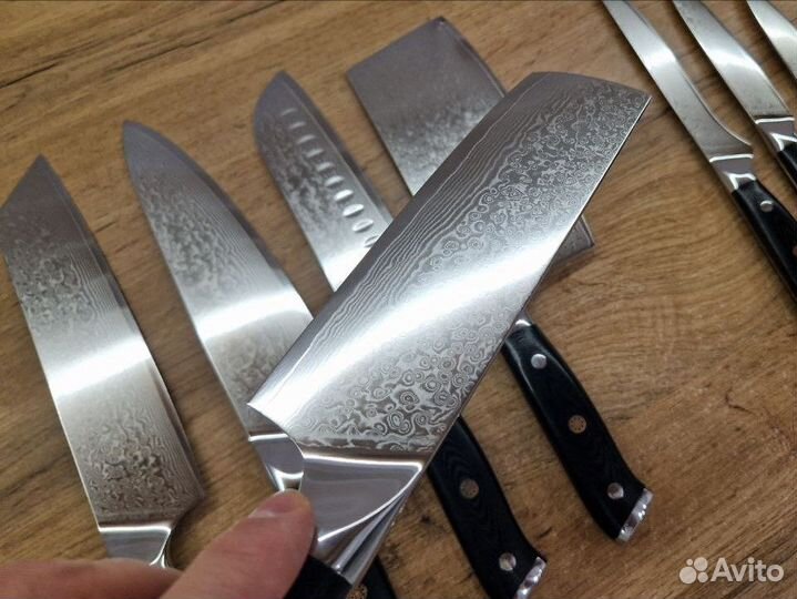 Набор кухонных дамасских ножей 8 штук