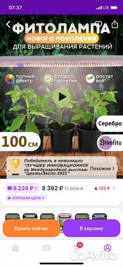 Фитолампа для растений