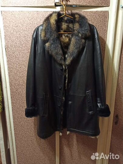 Пальто мужское, натуральная кожа и мех