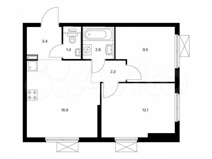 2-к. квартира, 48,5 м², 23/25 эт.