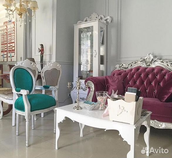 Кресло с подлокотники Louis Silverleaf Turquoise