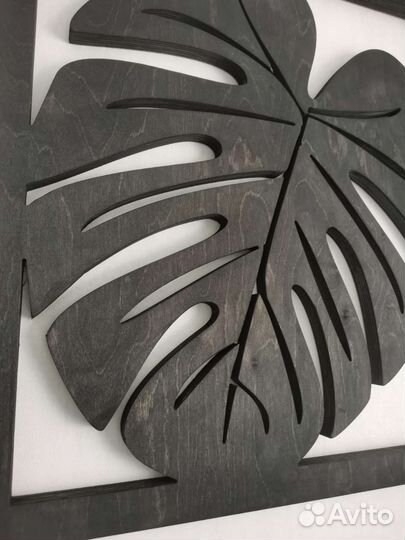 Панно из дерева, интерьерная картина Лист монстеры