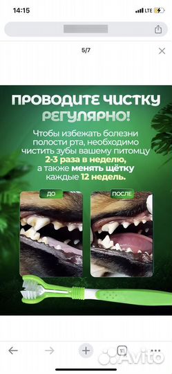 Зубная щетка и гелевая паста и для собак и кошек