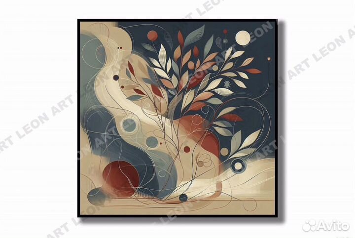 Картина стильная абстракция на хослте в интерьер