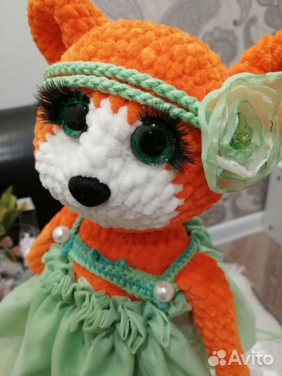 Вязаная игрушка интерьерная кукла тильда