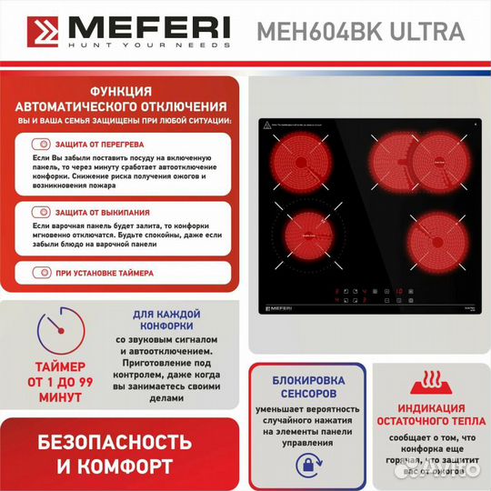 Электрическая варочная панель Meferi MEH604BK ultra черная