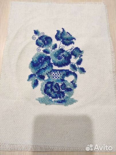 Вышивка бисером Голубые цветы