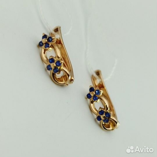 Золотые серьги с фианитом