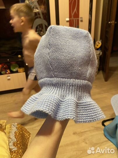 Шапка шлем шерсть мериноса журавлик 38-40