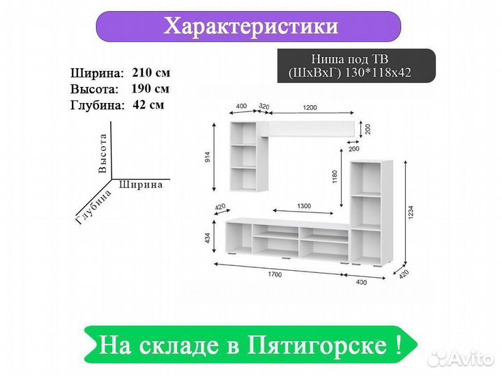 Стенка гостиная белый глянец