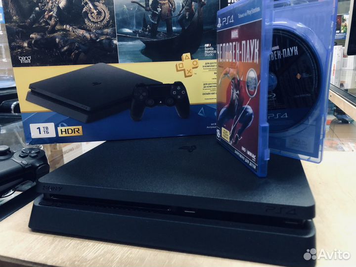 PS4 Slim 1tb Гарантия + 400 игр 3 ревизия