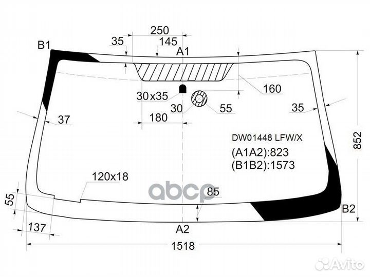 Стекло лобовое + дд chevrolet trailblazer 01-10