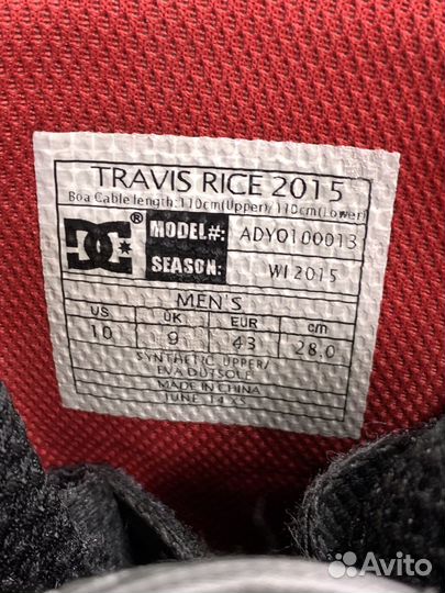 Ботинки для сноуборда 43eur DC travis rice 2015
