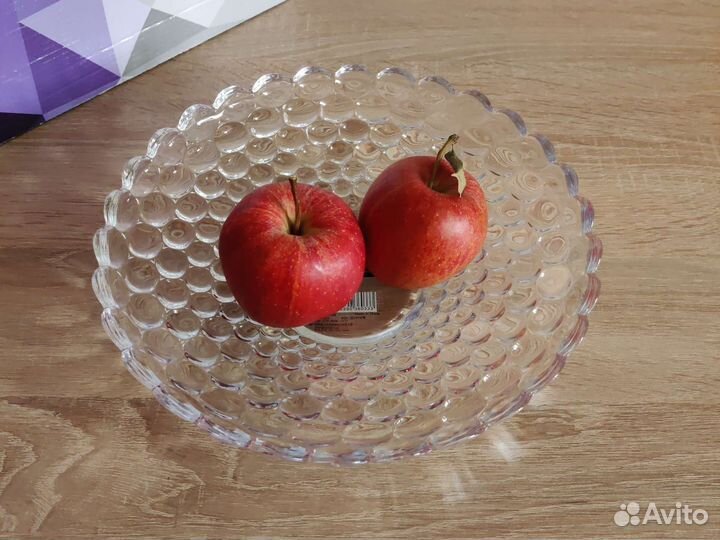 Изумительное стеклянное блюдо для сервировки новое