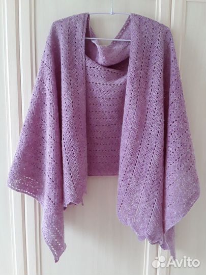 Палантин шарф шаль вязаный шерстяной ручная работа