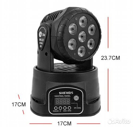 Вращающаяся голова LED rgbw 7x18 Вт (126 Вт) Wash