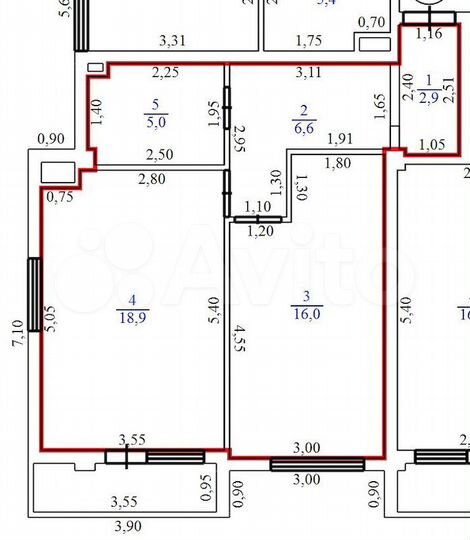 1-к. квартира, 49,4 м², 1/9 эт.