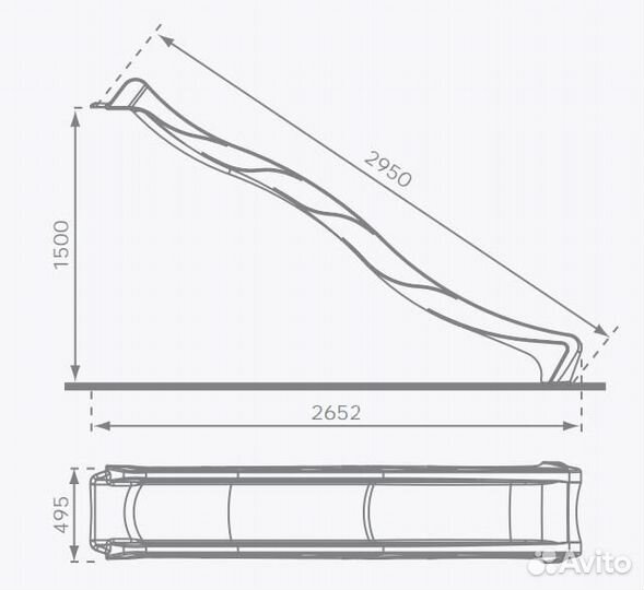 Cкат пластиковый для горки, детская горка 3 м