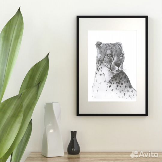 Картина графическая зарисовка гепард 30х40